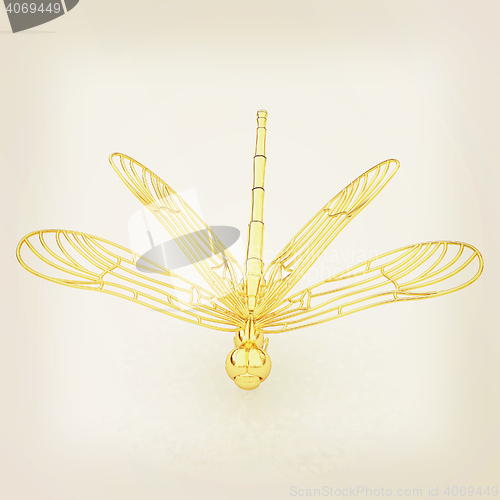 Image of Dragonfly. 3D illustration. Vintage style.
