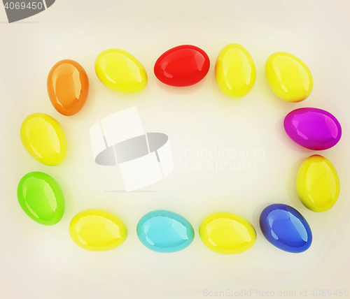 Image of Colored Eggs on a white background. 3D illustration. Vintage sty