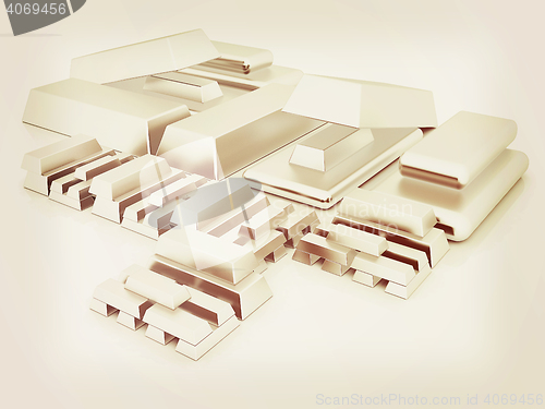 Image of Platinum bars. 3D illustration. Vintage style.