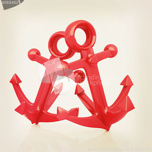 Image of anchors. 3D illustration. Vintage style.