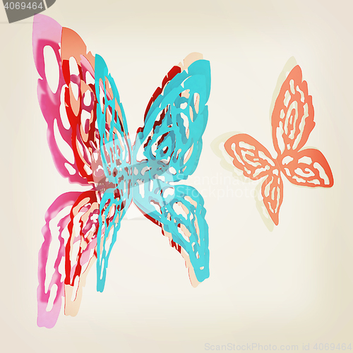 Image of Butterfly interior design. 3D illustration. Vintage style.