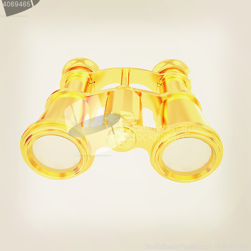 Image of binoculars. 3D illustration. Vintage style.