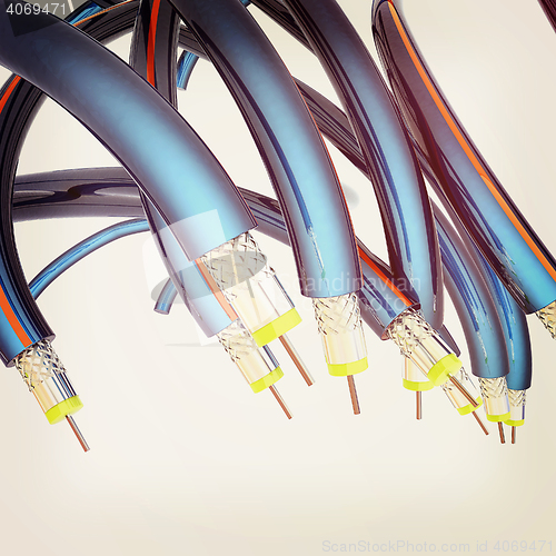 Image of Cables for high tech connect. 3D illustration. Vintage style.