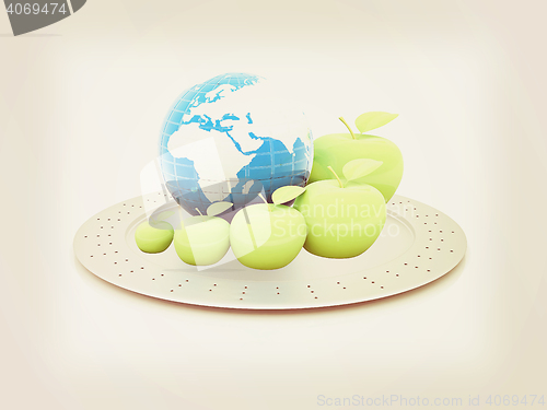 Image of Earth and apples around - from the smallest to largest. Global d