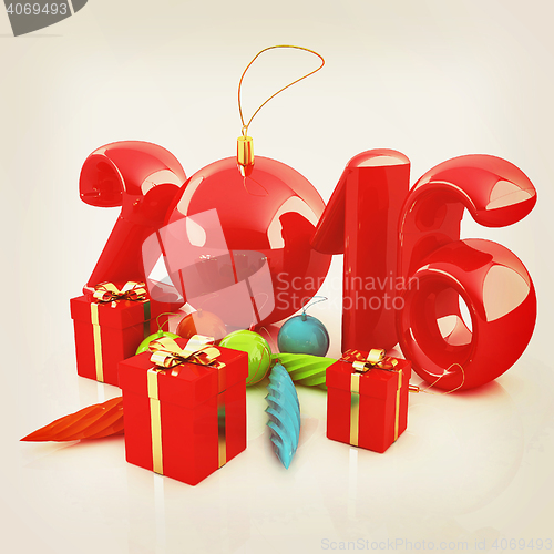 Image of Happy new 2016 year. 3D illustration. Vintage style.