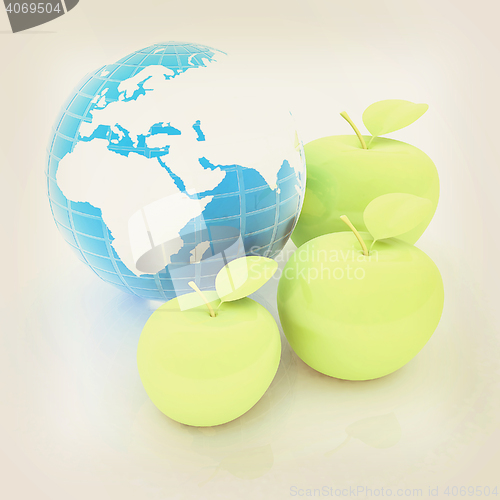 Image of Earth and apples around - from the smallest to largest. Global d