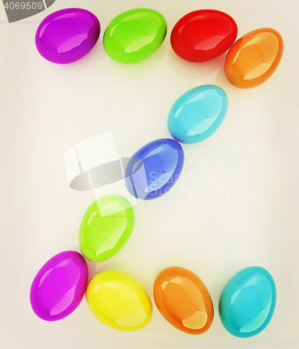 Image of Alphabet from colorful eggs. Letter \"Z\". 3D illustration. Vintag