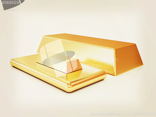 Image of gold bars. 3D illustration. Vintage style.