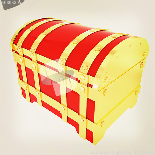 Image of cartoon chest. 3D illustration. Vintage style.