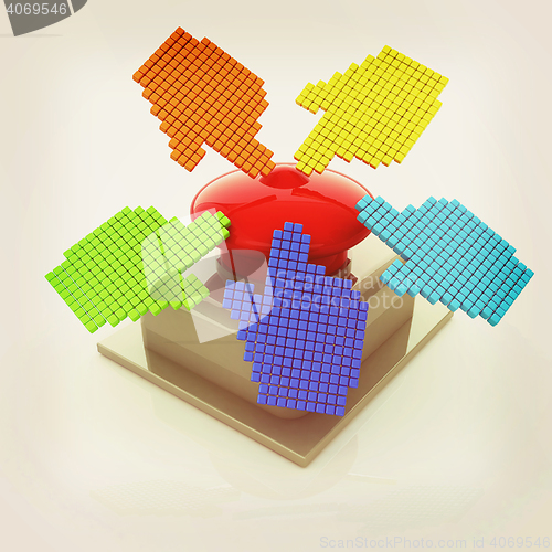 Image of Emergency Button 3d icon. 3D illustration. Vintage style.