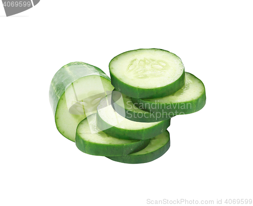 Image of Cucumber and slices isolated