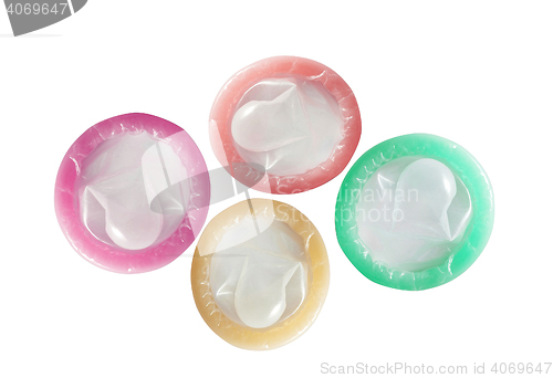 Image of Colorful condoms isolated