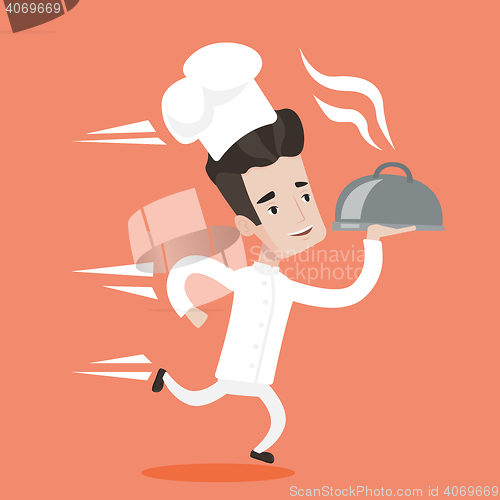 Image of Running waiter vector illustration.