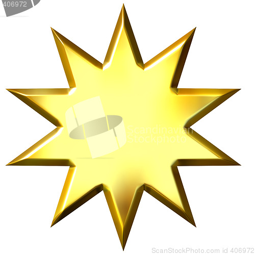 Image of 3D Golden 10 Point Star