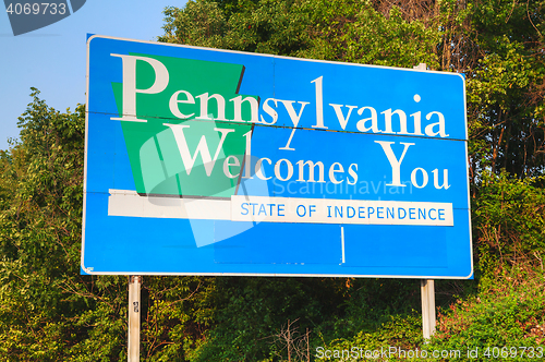 Image of Pennsylvania Welcomes You road sign