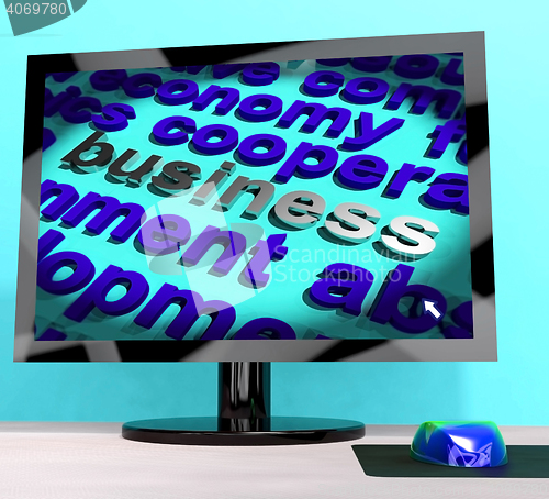 Image of Business On Computer Showing Commerce And Trade