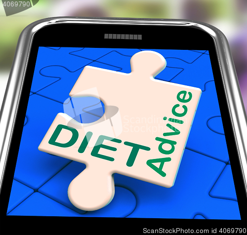 Image of Diet Advice On Smartphone Showing Healthy Diets