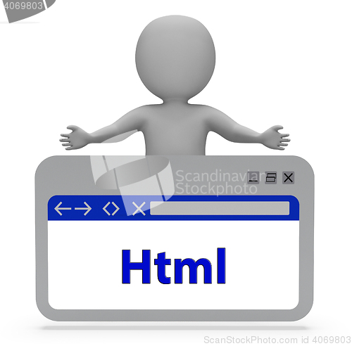 Image of Html Webpage Indicates Hypertext Markup Language 3d Rendering