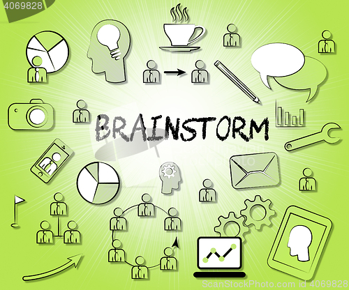 Image of Brainstorm Icons Means Dream Up And Brainstorming