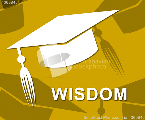 Image of Wisdom Mortarboard Shows Degree Intellect And Diploma