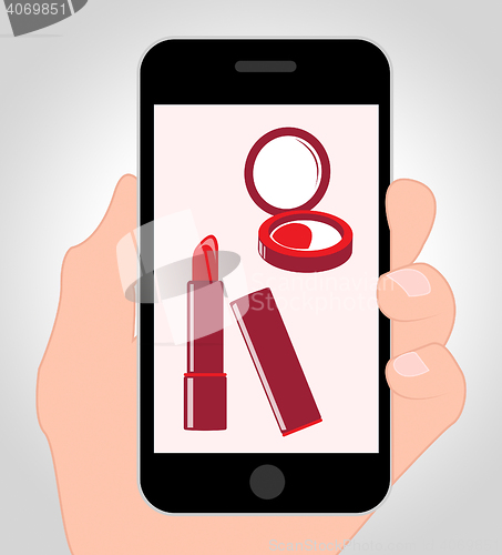 Image of Makeup Online Indicates Mobile Phone And Cellphone