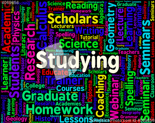 Image of Studying Word Means University Schooling And Train