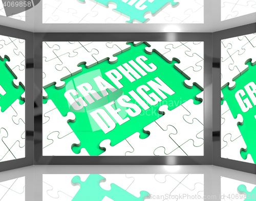 Image of Graphic Design On Screen Showing Graphic Designer