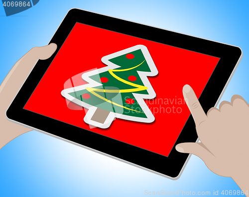 Image of Christmas Tree Online Indicates Xmas Greeting And Computing