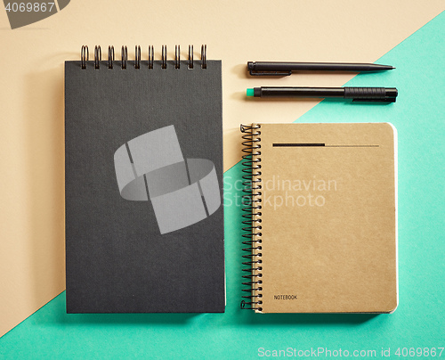 Image of top view of notebooks