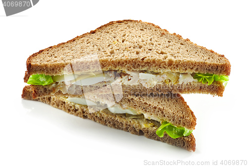 Image of Rye bread sandwich with chicken and egg