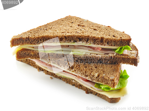 Image of Triangle rye sandwich with sausage and cheese