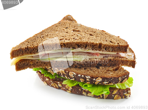 Image of Triangle rye sandwich with sausage and cheese