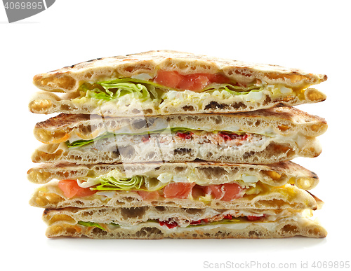 Image of stack of various sandwiches