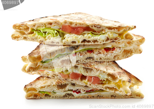 Image of stack of various sandwiches