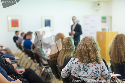 Image of Audience in lecture hall on scientific conference.