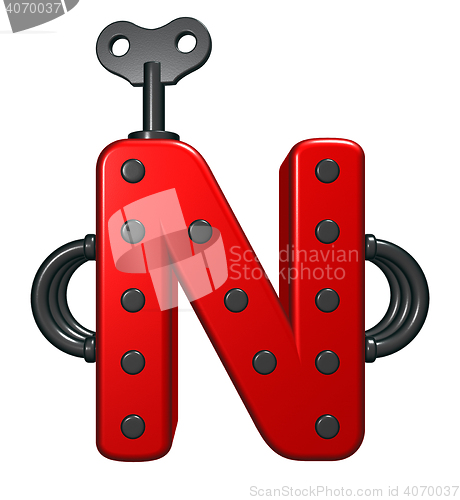 Image of letter n with decorative pieces - 3d rendering