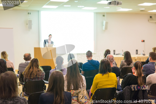 Image of Audience in lecture hall on scientific conference.