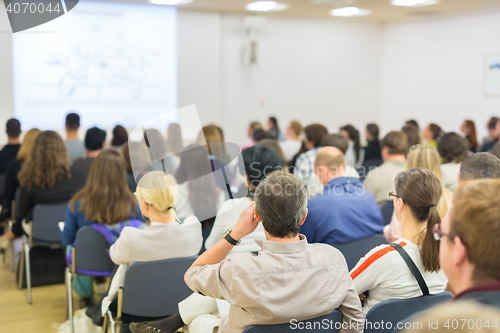 Image of Audience in lecture hall on scientific conference.