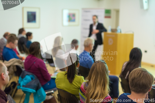 Image of Audience in lecture hall on scientific conference.