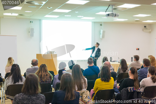 Image of Audience in lecture hall on scientific conference.