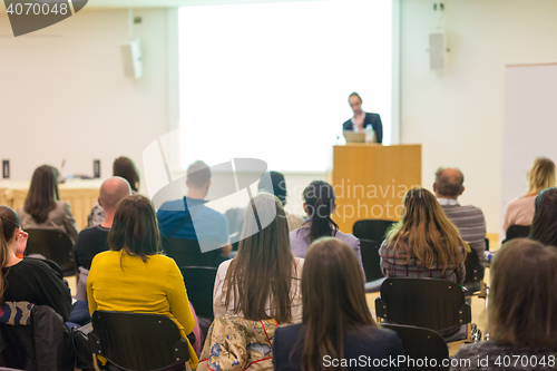 Image of Audience in lecture hall on scientific conference.