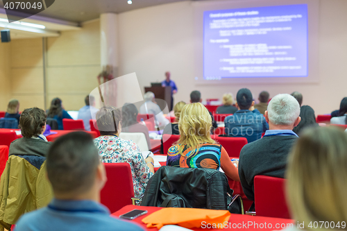 Image of Audience in lecture hall on scientific conference.