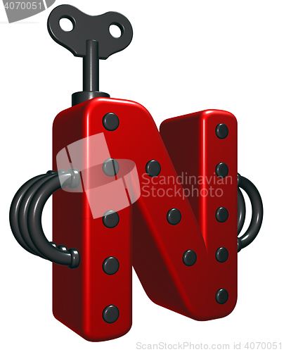 Image of letter n with decorative pieces - 3d rendering