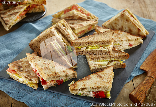 Image of various triangle sandwiches 