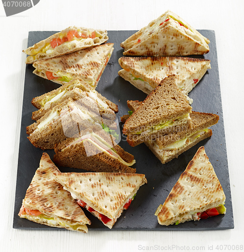 Image of various triangle sandwiches 