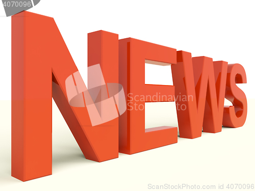 Image of News Word In Red Showing Media And Information