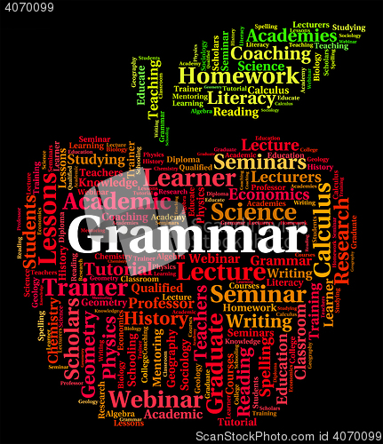 Image of Grammar Word Shows Rules Of Language And Communication