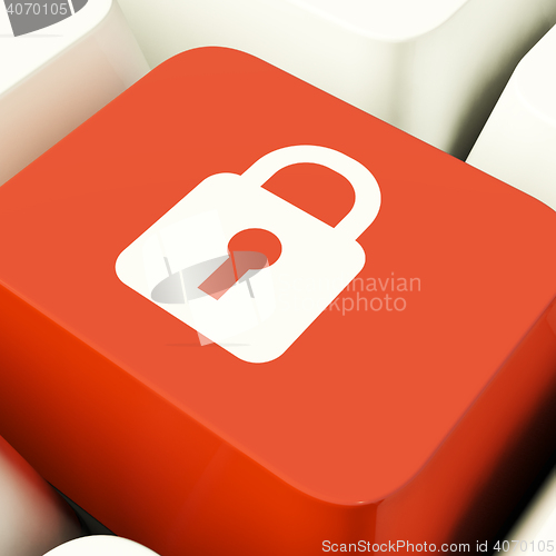 Image of Padlock Icon Computer Key Showing Safety Security And Protected