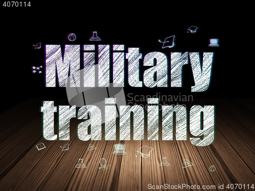 Image of Education concept: Military Training in grunge dark room