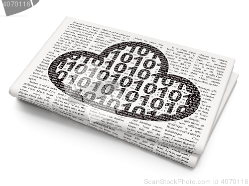 Image of Cloud computing concept: Cloud With Code on Newspaper background